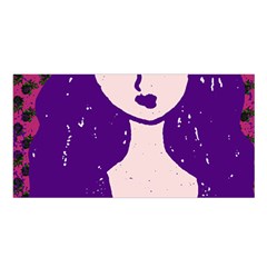 Purple Cat Ear Hat Girl Floral Wall Satin Shawl