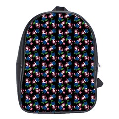 Goth Girl In Blue Dress Black Pattern School Bag (large)