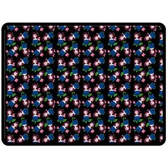 Goth Girl In Blue Dress Black Pattern Double Sided Fleece Blanket (large) 