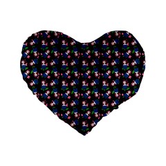 Goth Girl In Blue Dress Black Pattern Standard 16  Premium Flano Heart Shape Cushions by snowwhitegirl