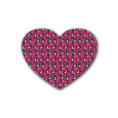 Goth Girl In Blue Dress Pink Pattern Rubber Coaster (heart) 