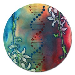 Flower Dna Magnet 5  (round)