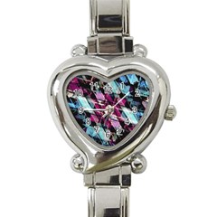 Matrix Grunge Print Heart Italian Charm Watch