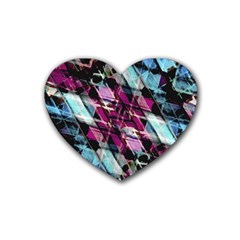 Matrix Grunge Print Rubber Coaster (Heart) 