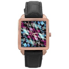 Matrix Grunge Print Rose Gold Leather Watch 