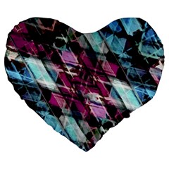 Matrix Grunge Print Large 19  Premium Flano Heart Shape Cushions