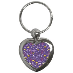 Pattern cute clouds stars Key Chain (Heart)