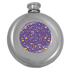 Pattern cute clouds stars Round Hip Flask (5 oz)