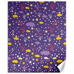 Pattern cute clouds stars Canvas 16  x 20 