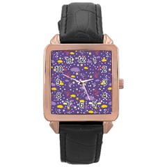 Pattern cute clouds stars Rose Gold Leather Watch 