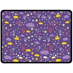 Pattern cute clouds stars Double Sided Fleece Blanket (Large) 