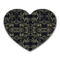 Stylized Golden Ornate Nature Motif Print Heart Mousepads by dflcprintsclothing