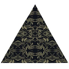 Stylized Golden Ornate Nature Motif Print Wooden Puzzle Triangle by dflcprintsclothing