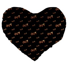 Out Word Motif Print Pattern Large 19  Premium Heart Shape Cushions by dflcprintsclothing