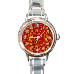 Seamless pattern slavic folk style Round Italian Charm Watch