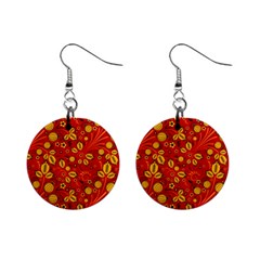 Seamless pattern slavic folk style Mini Button Earrings