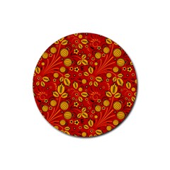 Seamless pattern slavic folk style Rubber Round Coaster (4 pack) 