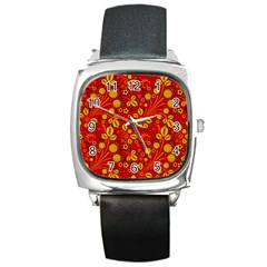 Seamless pattern slavic folk style Square Metal Watch