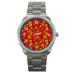 Seamless pattern slavic folk style Sport Metal Watch