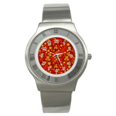 Seamless pattern slavic folk style Stainless Steel Watch