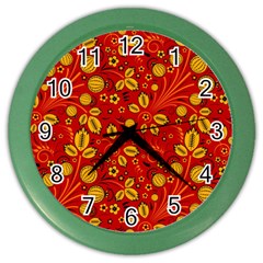 Seamless pattern slavic folk style Color Wall Clock