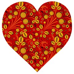 Seamless pattern slavic folk style Wooden Puzzle Heart