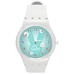 Easter Bunny Cutout Background 2402 Round Plastic Sport Watch (m) by catchydesignhill