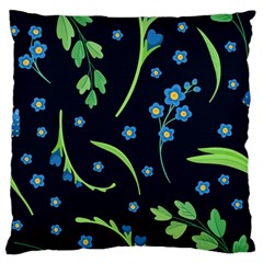 Abstract Wildflowers Dark Blue Background-blue Flowers Blossoms Flat Retro Seamless Pattern Daisy Standard Flano Cushion Case (one Side)