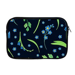 Abstract Wildflowers Dark Blue Background-blue Flowers Blossoms Flat Retro Seamless Pattern Daisy Apple Macbook Pro 17  Zipper Case by BangZart