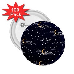 Hand Drawn Scratch Style Night Sky With Moon Cloud Space Among Stars Seamless Pattern Vector Design  2 25  Buttons (100 Pack)  by BangZart