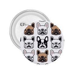 Dog French Bulldog Seamless Pattern Face Head 2 25  Buttons