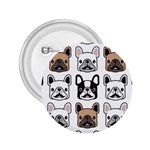 Dog french bulldog seamless pattern face head 2.25  Buttons Front