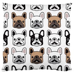 Dog French Bulldog Seamless Pattern Face Head Large Flano Cushion Case (two Sides)