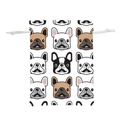 Dog French Bulldog Seamless Pattern Face Head Lightweight Drawstring Pouch (m)