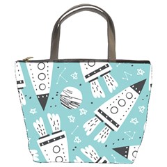 Cute Seamless Pattern With Rocket Planets Stars Bucket Bag by BangZart