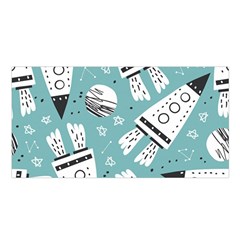 Cute Seamless Pattern With Rocket Planets Stars Satin Shawl