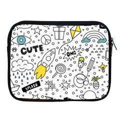 Set Cute Colorful Doodle Hand Drawing Apple Ipad 2/3/4 Zipper Cases