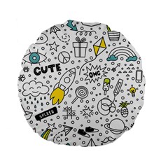 Set Cute Colorful Doodle Hand Drawing Standard 15  Premium Flano Round Cushions