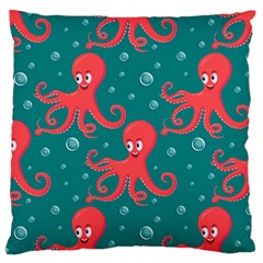 Cute Smiling Red Octopus Swimming Underwater Standard Flano Cushion Case (one Side)