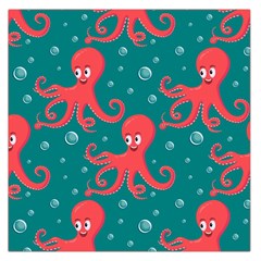 Cute Smiling Red Octopus Swimming Underwater Large Satin Scarf (square)