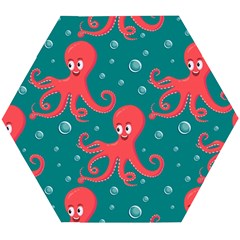 Cute Smiling Red Octopus Swimming Underwater Wooden Puzzle Hexagon by BangZart