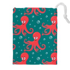 Cute Smiling Red Octopus Swimming Underwater Drawstring Pouch (4xl)