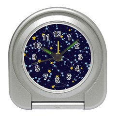 Seamless pattern with cartoon zodiac constellations starry sky Travel Alarm Clock