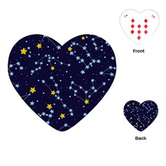 Seamless pattern with cartoon zodiac constellations starry sky Playing Cards Single Design (Heart)
