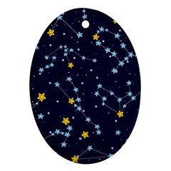 Seamless pattern with cartoon zodiac constellations starry sky Oval Ornament (Two Sides)