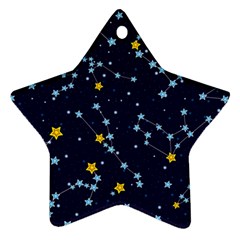 Seamless pattern with cartoon zodiac constellations starry sky Star Ornament (Two Sides)