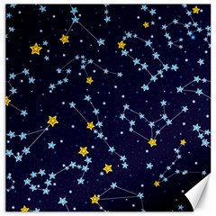 Seamless pattern with cartoon zodiac constellations starry sky Canvas 12  x 12 