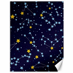 Seamless pattern with cartoon zodiac constellations starry sky Canvas 36  x 48 