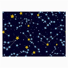 Seamless pattern with cartoon zodiac constellations starry sky Large Glasses Cloth