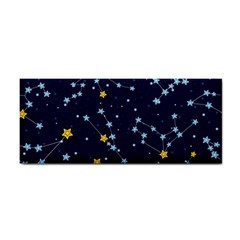 Seamless pattern with cartoon zodiac constellations starry sky Hand Towel